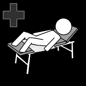 examination table / lying on the examination table